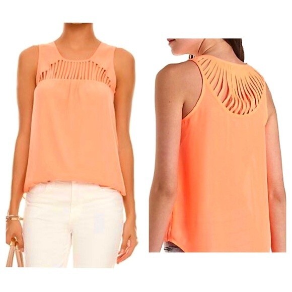 Bright orange cutout tank blouse top size small - Picture 1 of 6